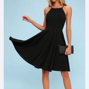 Lulus Black Sleeveless A-Line Dress Size Large Skater